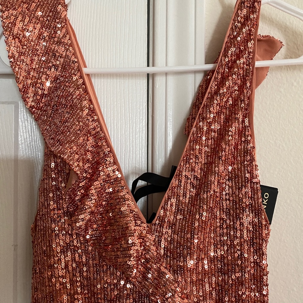 Pinko new sequined dress copper xs w/tags - Picture 6 of 6